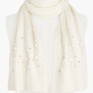 BNWT Talbots Pearl & Rhinestone Embellished Scarf